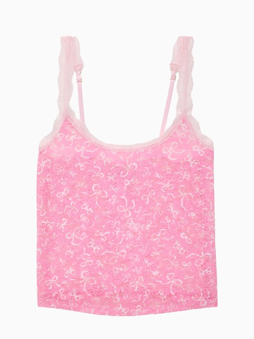 LoveShackFancyxPink Cropped Lace Tank Top